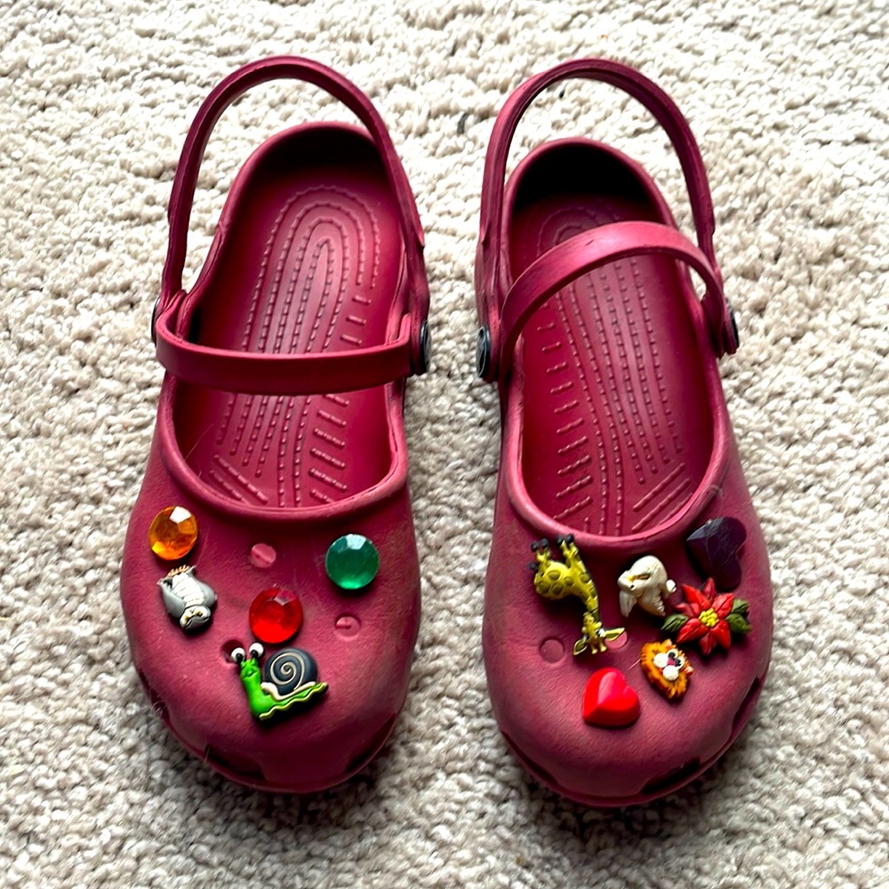 CROCS Kids Pink Jelly Clog Shoes (charms not included)